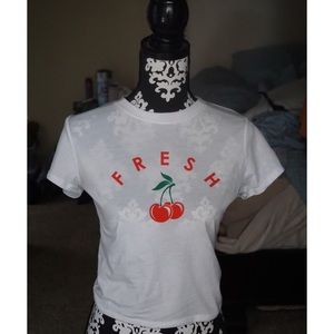 Cherry white tee❤️